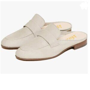 miss left Ivory Rounded Toe Mule Backless Slip On Slides Low Heeled Casual Shoes